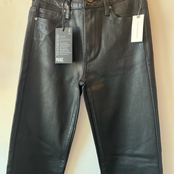 Paige Claudine Luxe Coating Black Jeans 23 BNWT - Picture 3 of 9